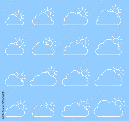 Mostly cloudy icon on blue background