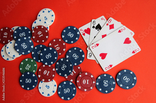 poker playing cards chips background