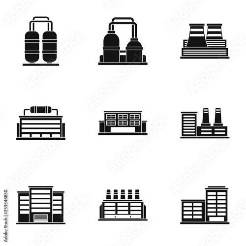 Industrial complex icons set. Simple illustration of 9 industrial complex vector icons for web