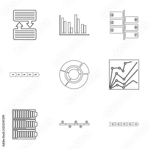 Success statistics icons set. Outline illustration of 9 success statistics vector icons for web