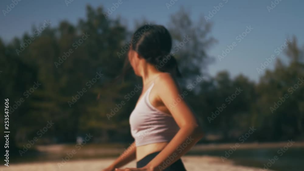 Asian woman practice yoga fitness exercise on the beach. Healthy lifestyle. Asian woman practice yoga fitness exercise on the beach. Healthy lifestyle.