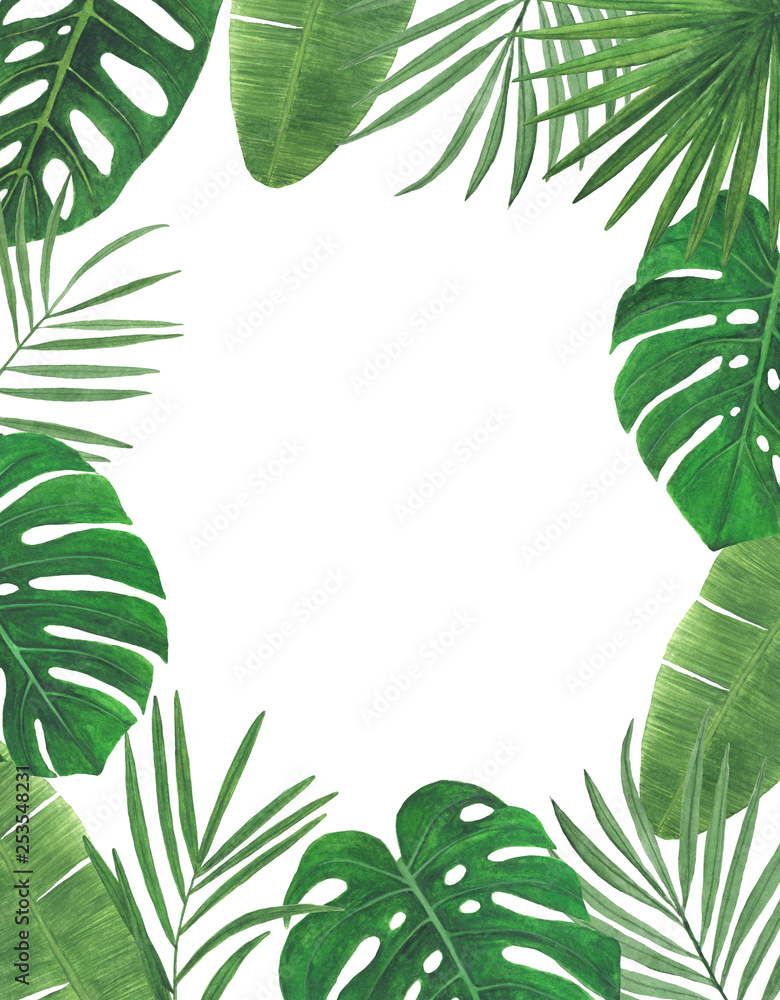 Fototapeta premium Tropics Watercolor illustrations Botanical decorations Decoration Postcard Invitation design decoration congratulation