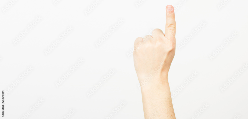 man's hand isolated on white background selective focus man's hand isolated on white background selective focus