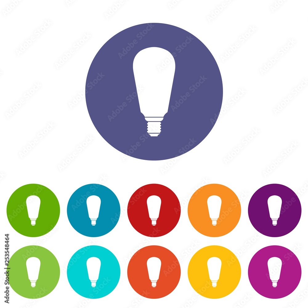 Light bulb set icons in different colors isolated on white background Light bulb set icons in different colors isolated on white background