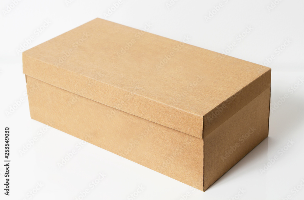 Brown craft paper box on white background top view. Object with clipping path, mock up Brown craft paper box on white background top view. Object with clipping path, mock up