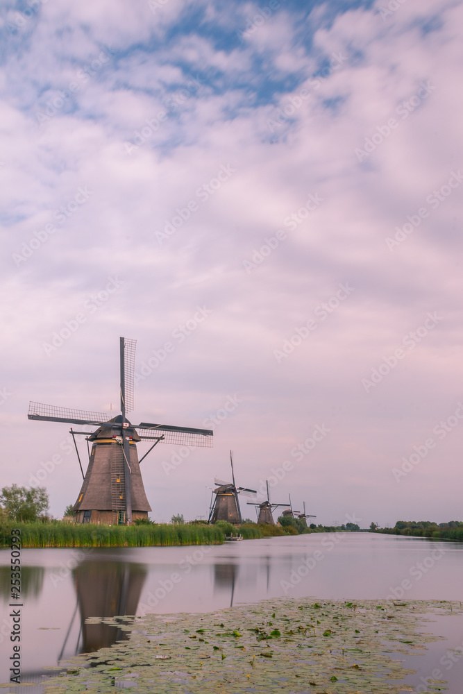 Kinderdijk windmills next to Rotterdam at the Netherlands.