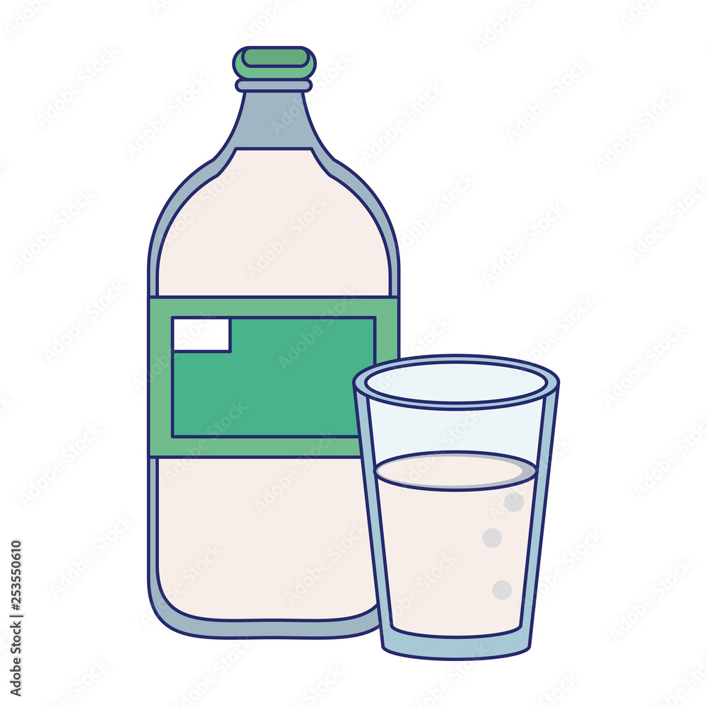 Milk bottle and cup cartoon isolated Milk bottle and cup cartoon isolated