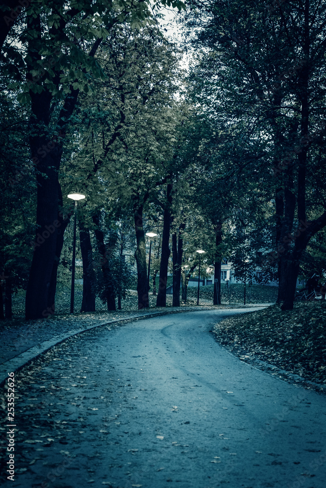 Park at night, Skeppsholmen island, Stockholm