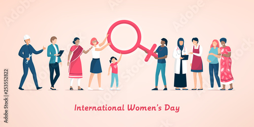 Diverse women standing together and supporting each other