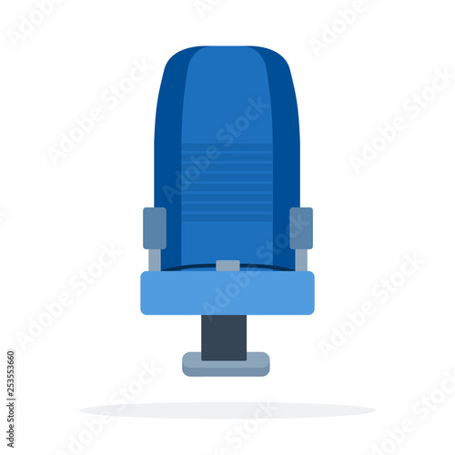 Aircraft seat vector flat material design isolated object on white background.