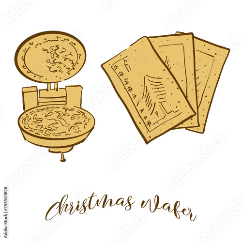 Colored sketches of Christmas wafer bread photo