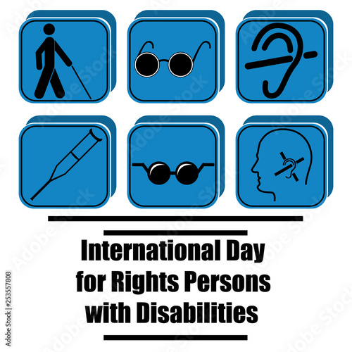 Vector illustration for International Day of Persons with Disabilities with symbolical icons of blind, deaf, and physically disabled people