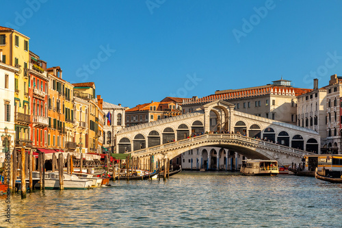The Rialto Bridge  Ponte di Rialto   the oldest of the four bridges spanning the Grand Canal in Venice  Italy.