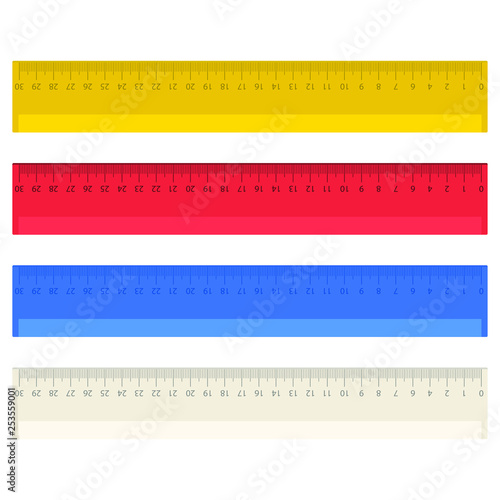 Realistic ruler in different colors vector design illustration isolated on white background
