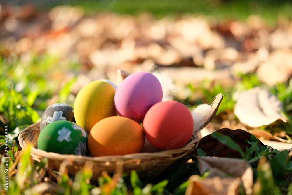 Easter egg on grass background Easter egg on grass background