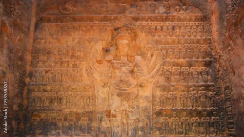 Bas-relief in Prasat Kravan , Siem Reap, Cambodia, Lockdown. photo