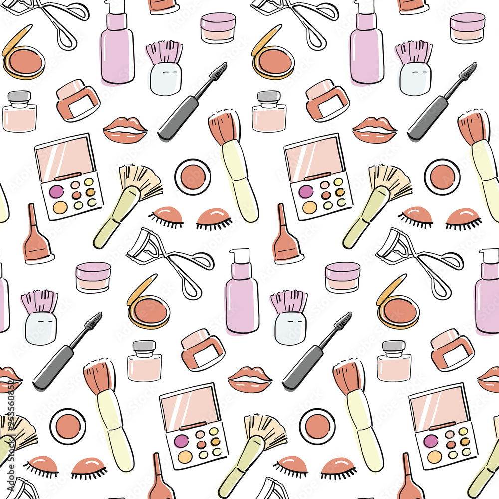 Hand drawn cosmetic seamless pattern Hand drawn cosmetic seamless pattern