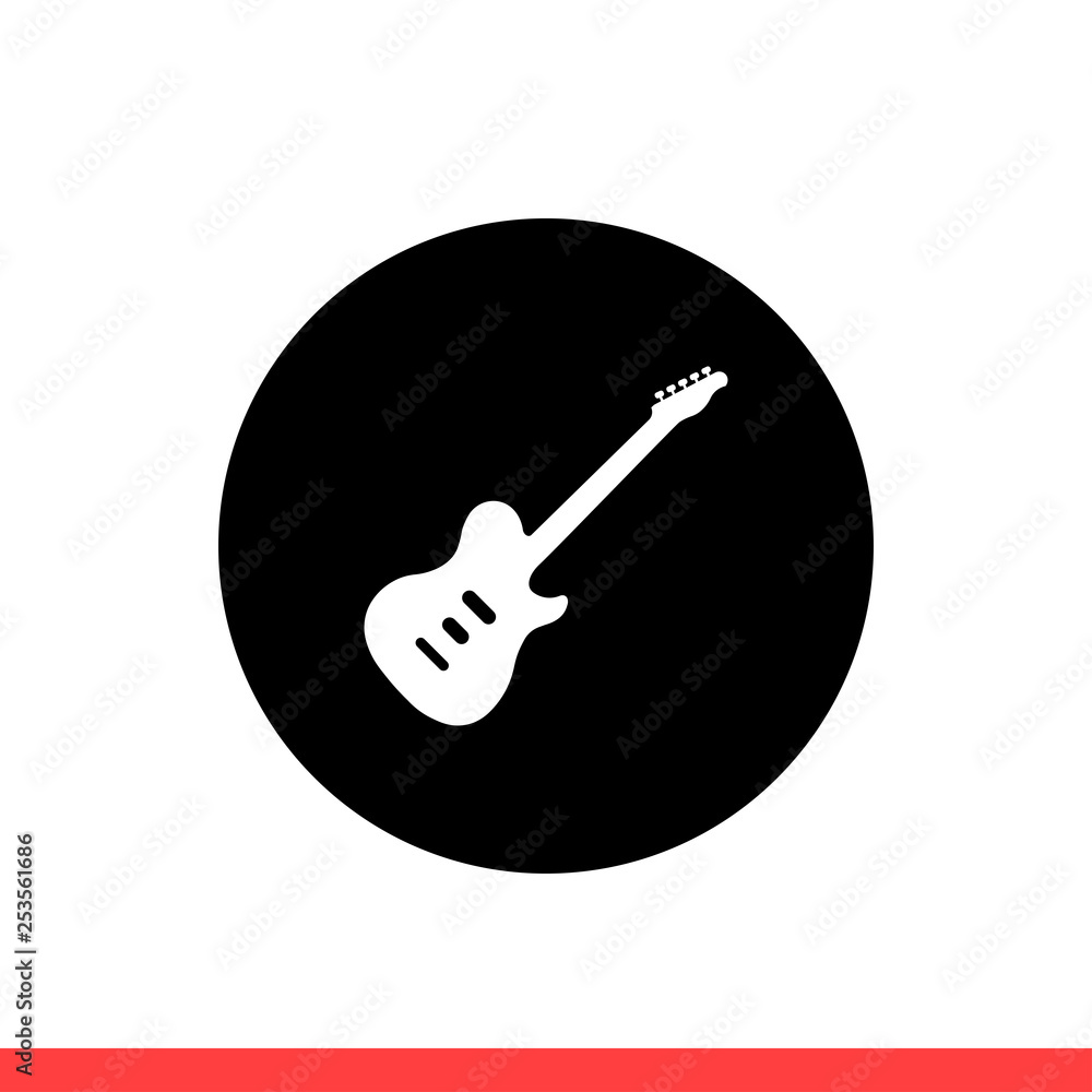Guitar vector icon, musical symbol. Simple, flat design for web or mobile app Guitar vector icon, musical symbol. Simple, flat design for web or mobile app