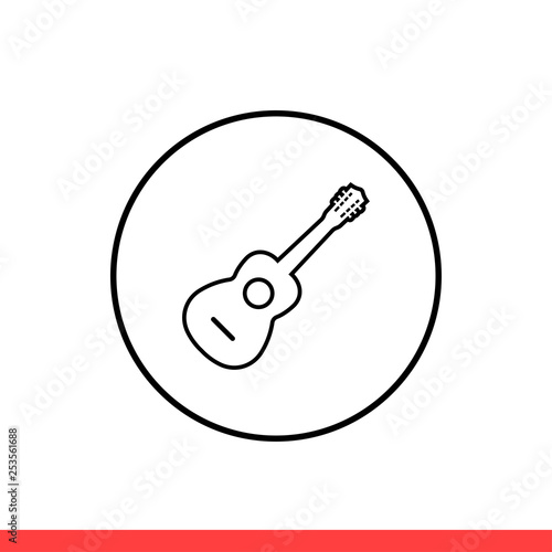 Guitar vector icon, musical symbol. Simple, flat design for web or mobile app