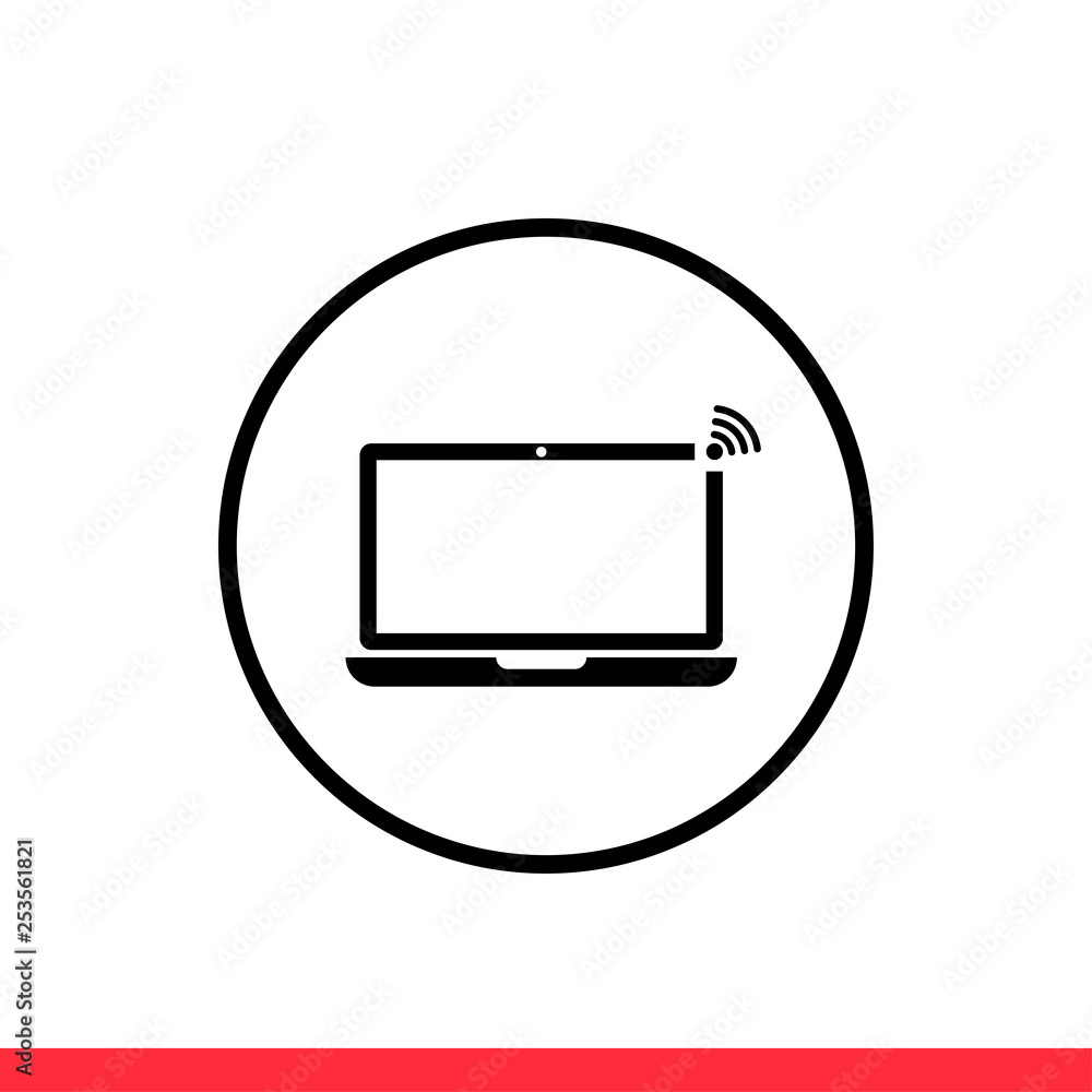 Laptop vector icon, device symbol. Simple, flat design for web or mobile app Laptop vector icon, device symbol. Simple, flat design for web or mobile app