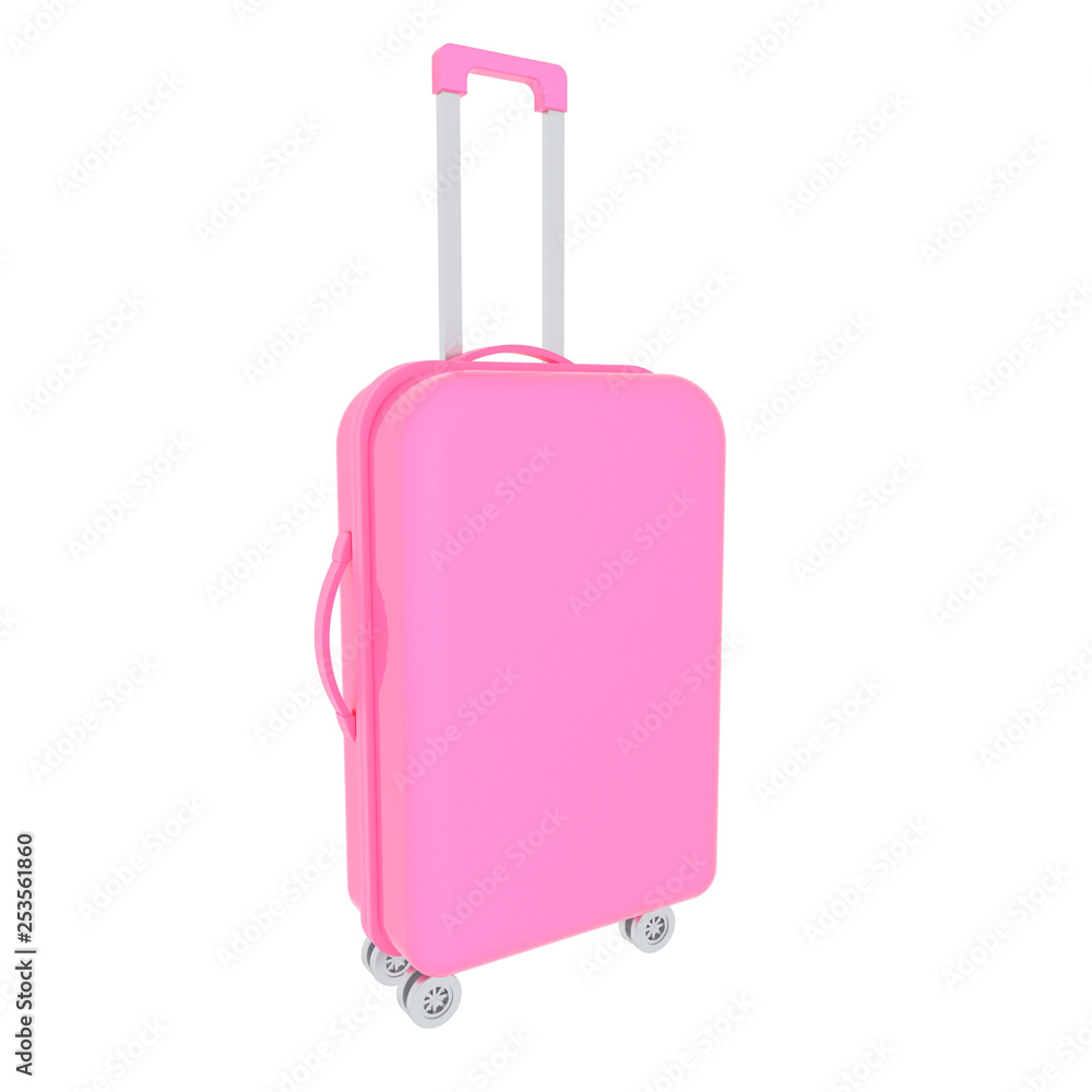 Bright pink suitcase isolated on white background. 3d rendering Bright pink suitcase isolated on white background. 3d rendering