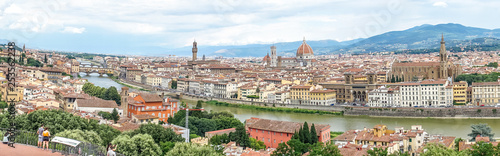 Panaromic view of Florence with Palazzo Vecchio, Ponte Vecchio and Duomo viewed from Piazzale Michelangelo (Michelangelo Square) © SkandaRamana