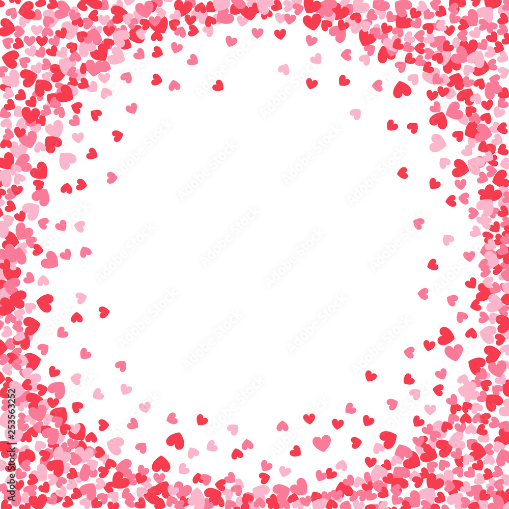 Circle frame with pink and red hearts
