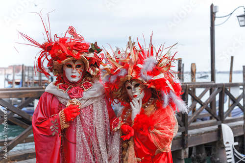 Costumed couple during Carnival in Venice photo