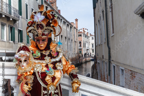 Venice, Italy, Carnival of Venice, beautiful mask at Piazza San Marco