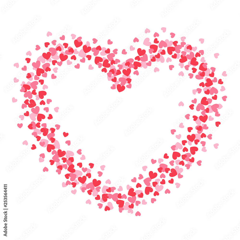 Heart shape, red confetti with white background Heart shape, red confetti with white background