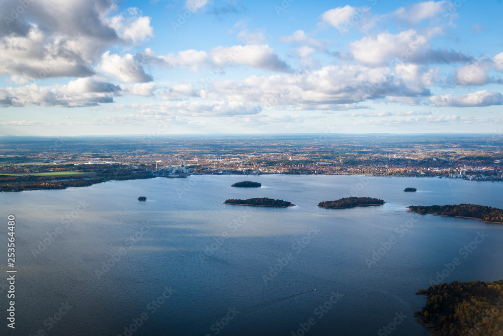 View of Stockholm archipelago seen from the airplane, Sweden