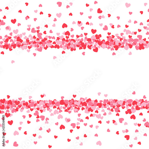 Valentines day card template with pink and red heart borders
