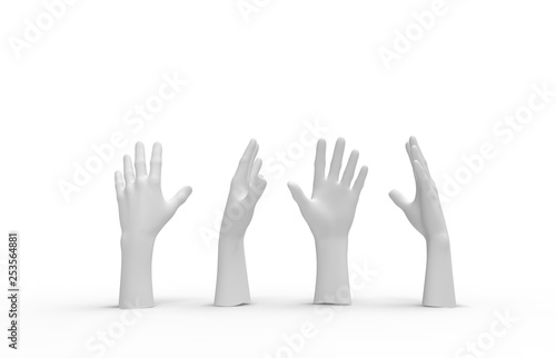 White Mannequin Hands Set on a white background. 3d image, 3d rendering