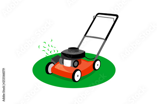 Lawn mower isolated on white background. 