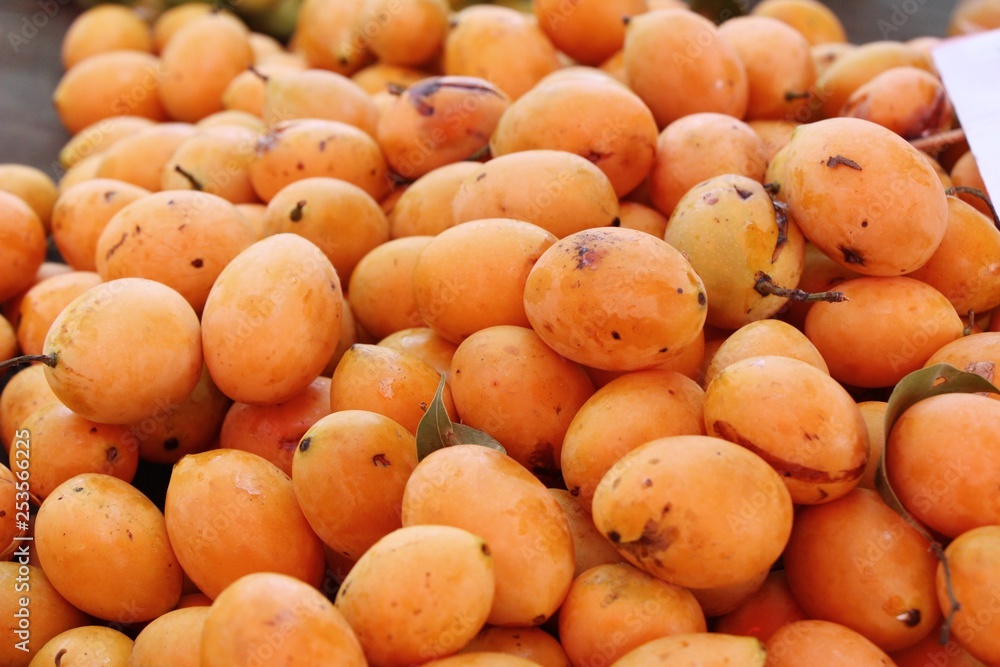 Thai plango fruit or marian plum at street food Thai plango fruit or marian plum at street food