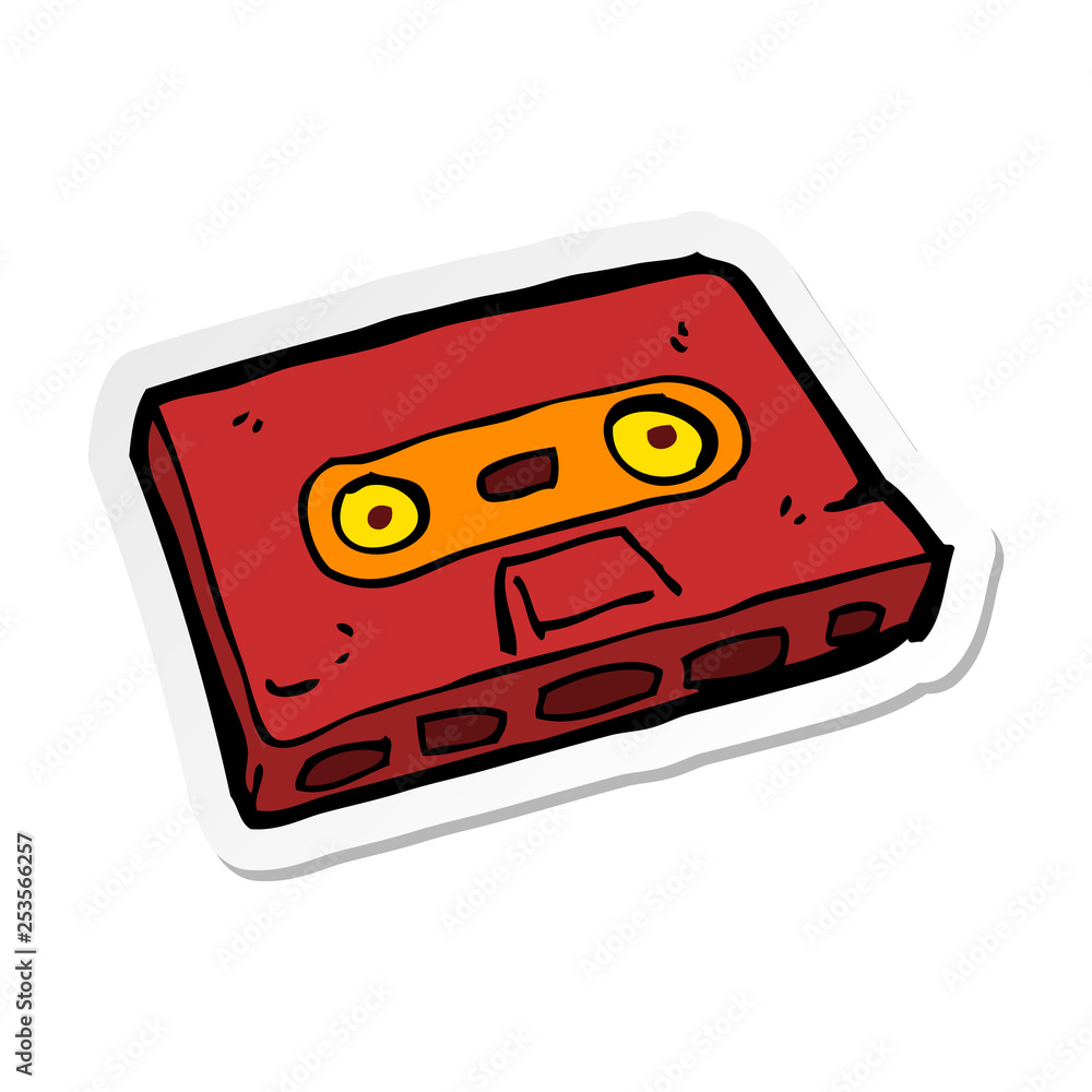 sticker of a cartoon cassette tape sticker of a cartoon cassette tape