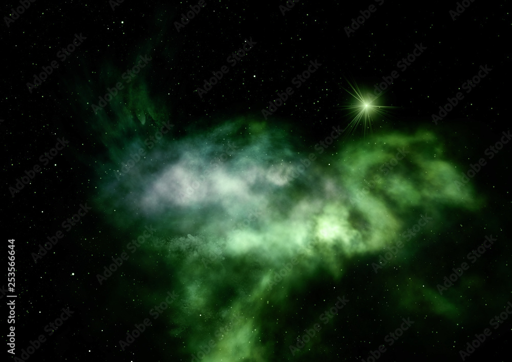 Far being shone nebula and star field. 3D rendering Far being shone nebula and star field. 3D rendering
