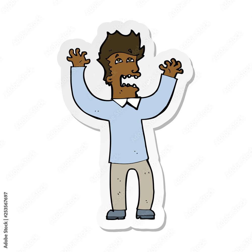 sticker of a cartoon terrified man sticker of a cartoon terrified man