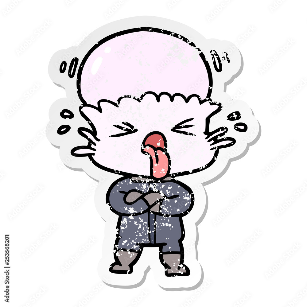 Fototapeta premium distressed sticker of a weird cartoon alien