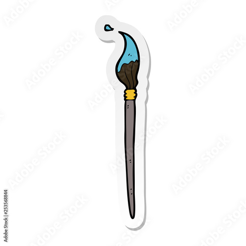 sticker of a cartoon artists brush