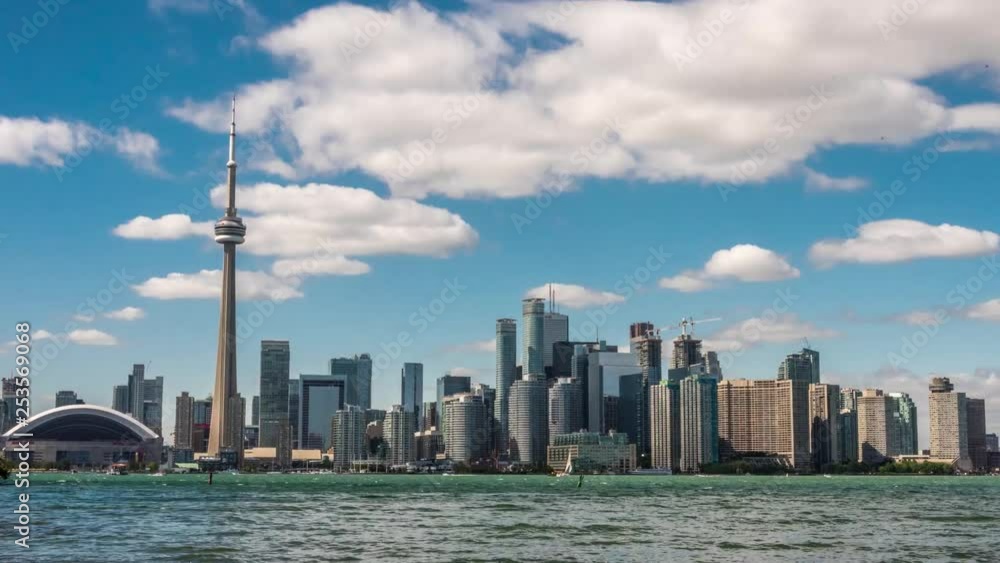 Toronto, Ontario skyline time lapse from the island of Toronto Toronto, Ontario skyline time lapse from the island of Toronto