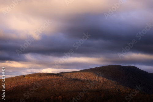 Winter Light over Blue Ridge Mountains. Range View Overlook, Shenandoah National Park.