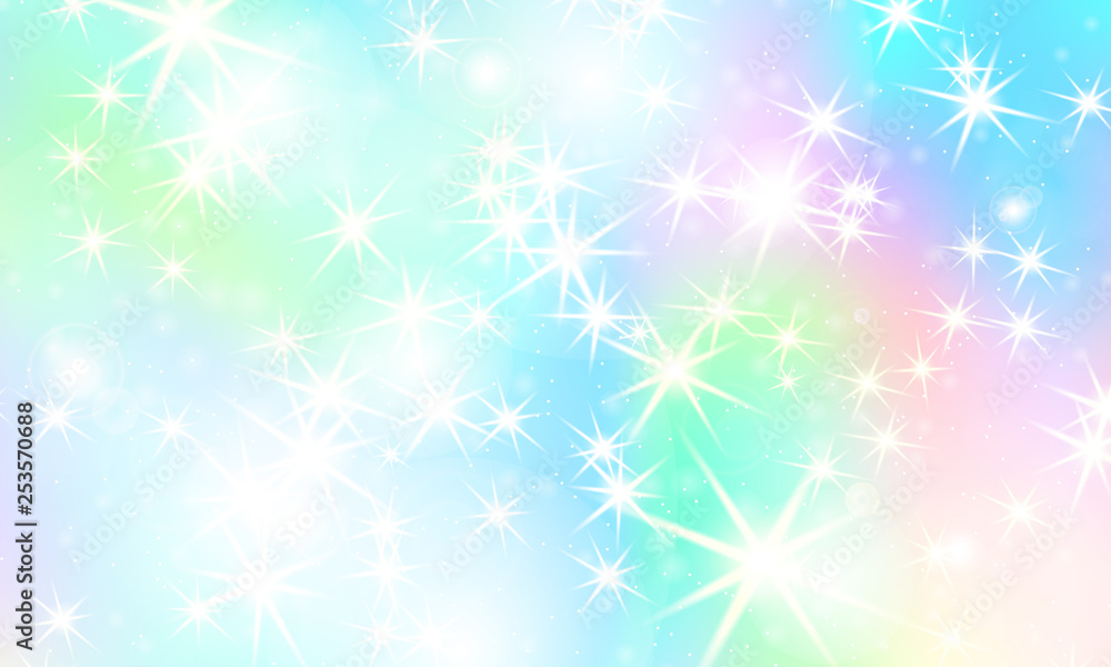 Unicorn rainbow background. Holographic sky Unicorn rainbow background. Holographic sky