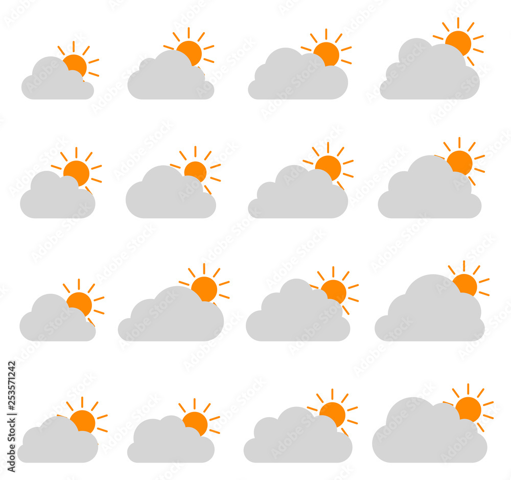 Mostly cloudy icon on white background Mostly cloudy icon on white background