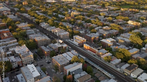 October aerial drone footage Chicago, Illinois photo