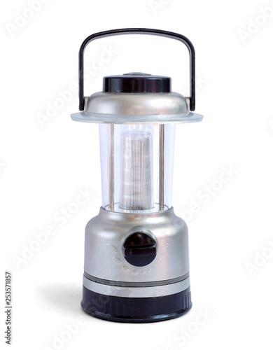 LED camping lamp lantern isolated on white background. This has clipping path.