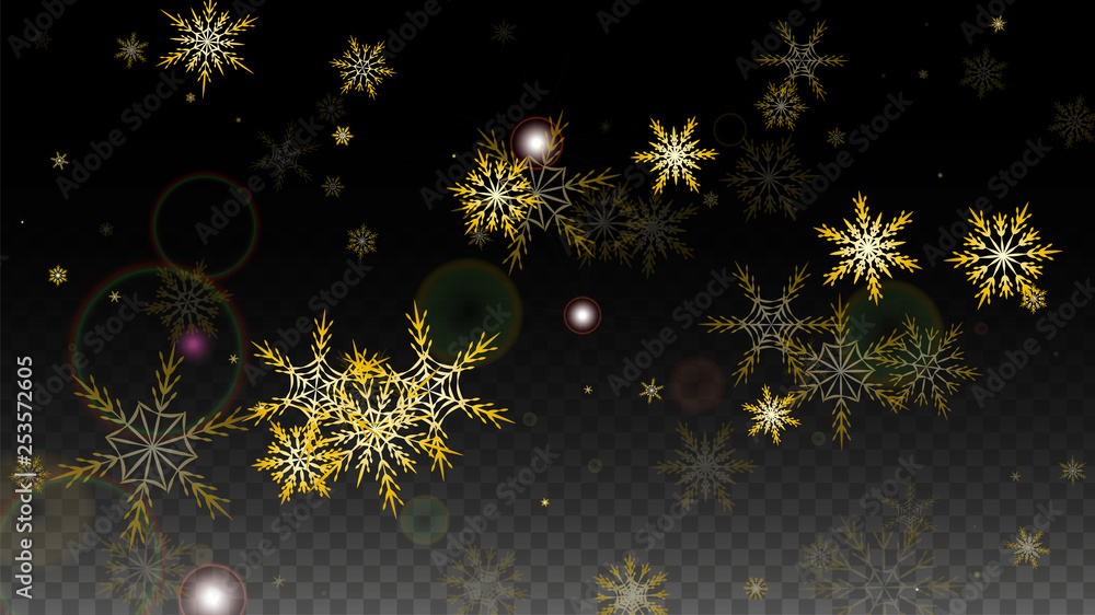 Christmas Vector Background with Gold Falling Snowflakes Isolated on ...