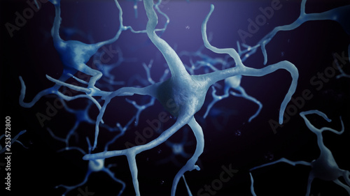 Billede på lærred 3d render Neuron cells connections world abstract
