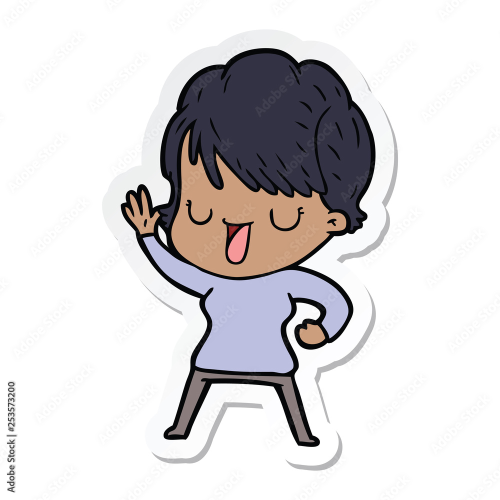 sticker of a cartoon woman talking