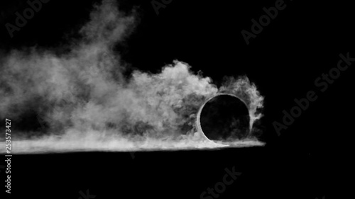 3d render burnout wheels with smoke on black background photo